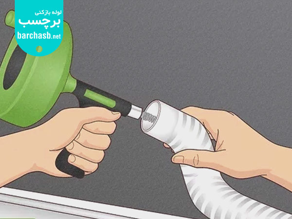 رفع گرفتگی فاضلاب لباسشویی با فنر 