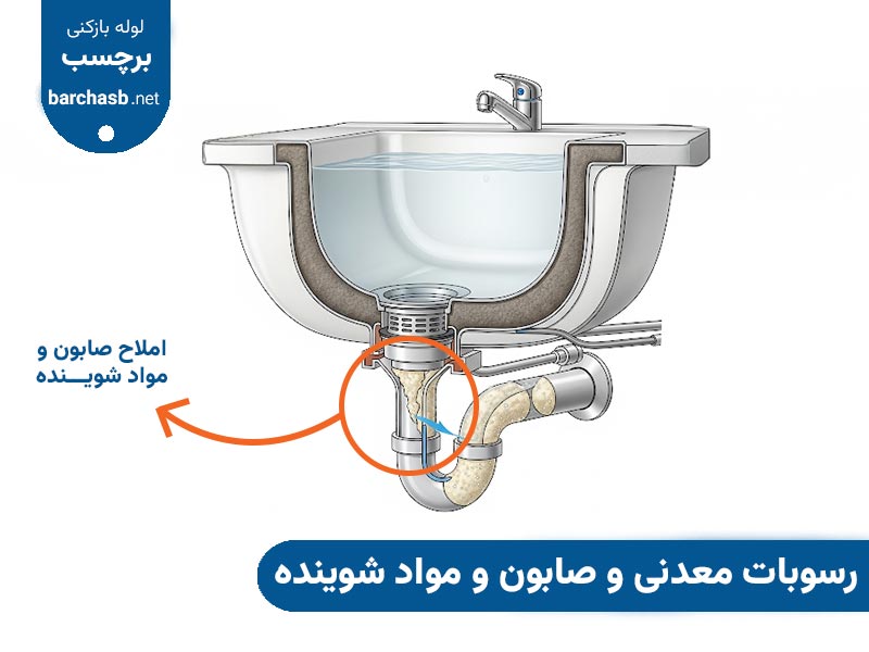رسوبات معدنی، صابون و مواد شوینده
